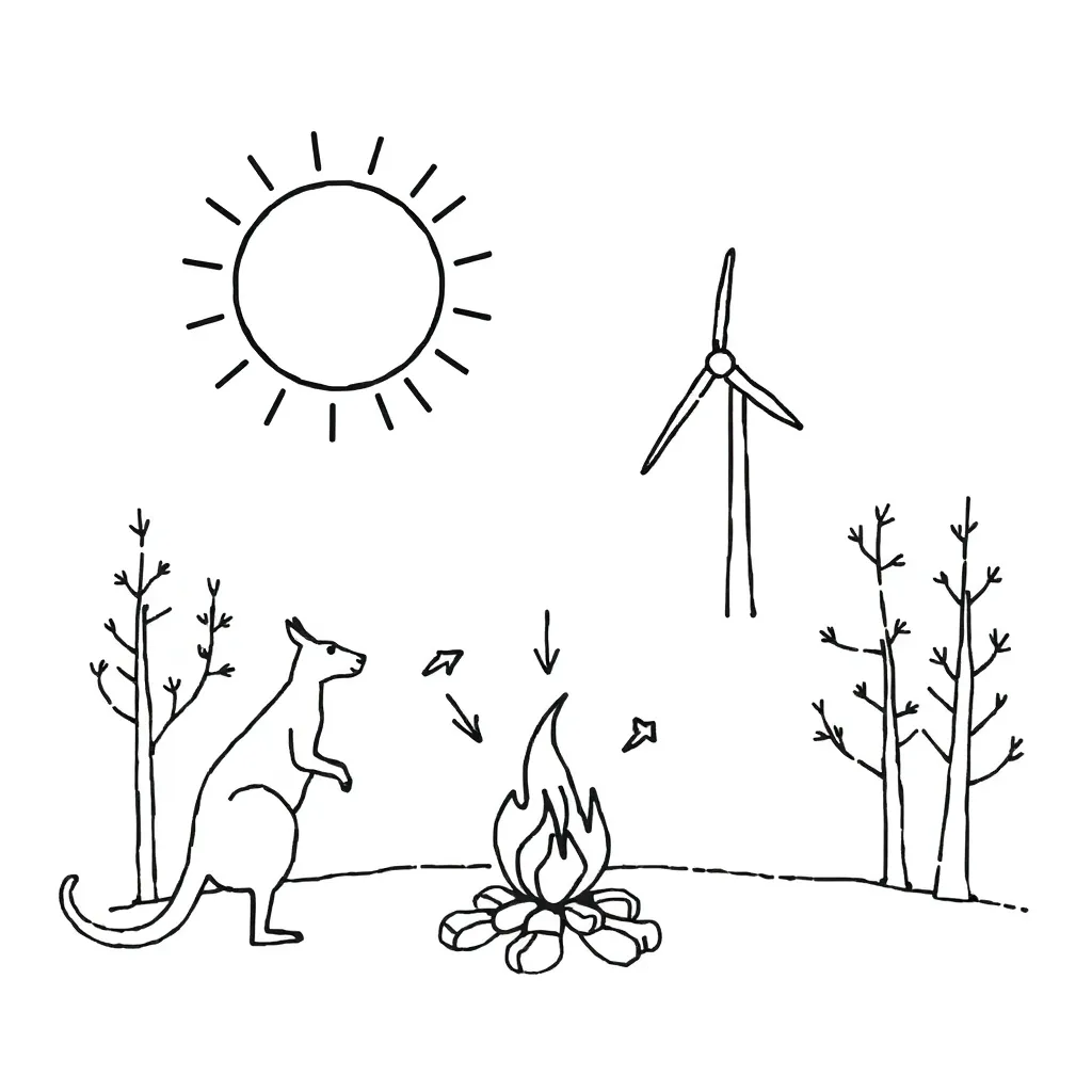 Wind turbine and energy transformation illustrations