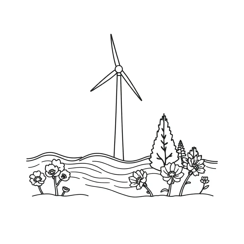 Wind turbine construction illustration