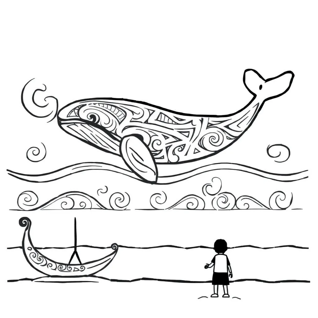 Whale riding illustration