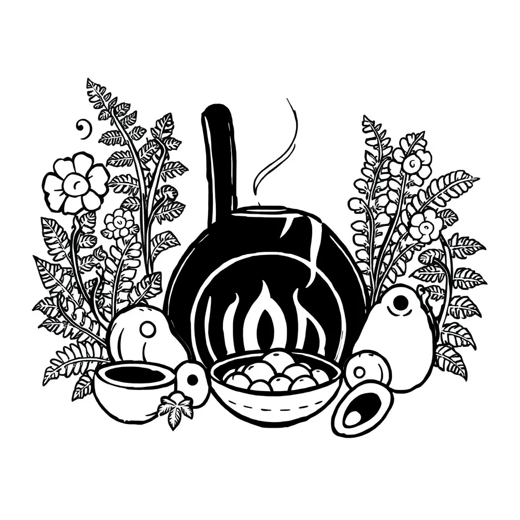 Recipe ingredients and cooking utensils