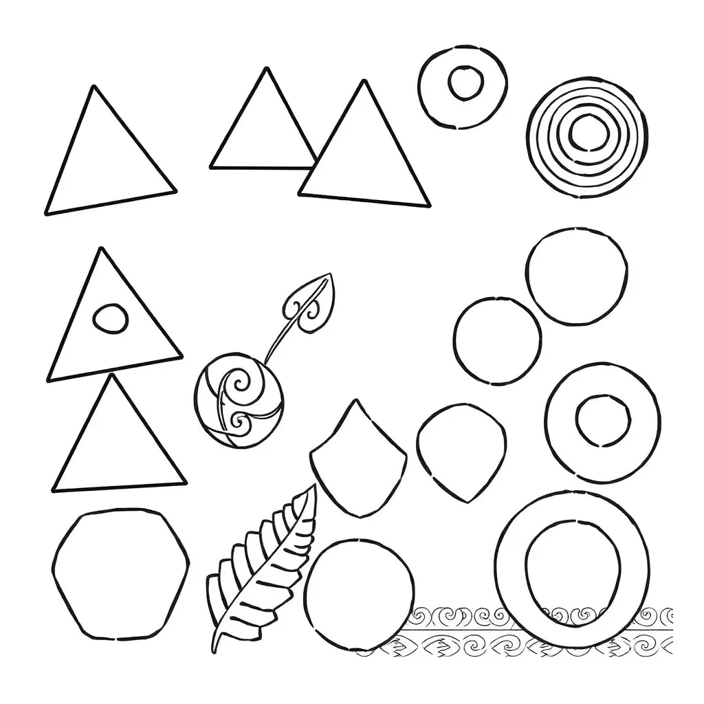 Various 2D shapes including triangles, circles and rectangles