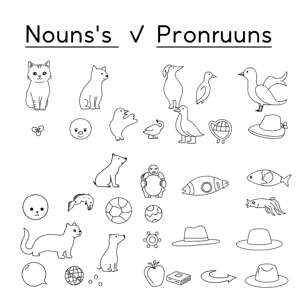 Grammar books and writing tools illustration