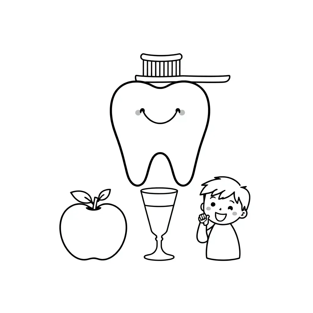 Happy smiling tooth with toothbrush