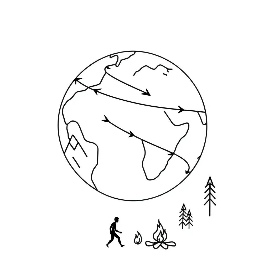 Early human migration illustration