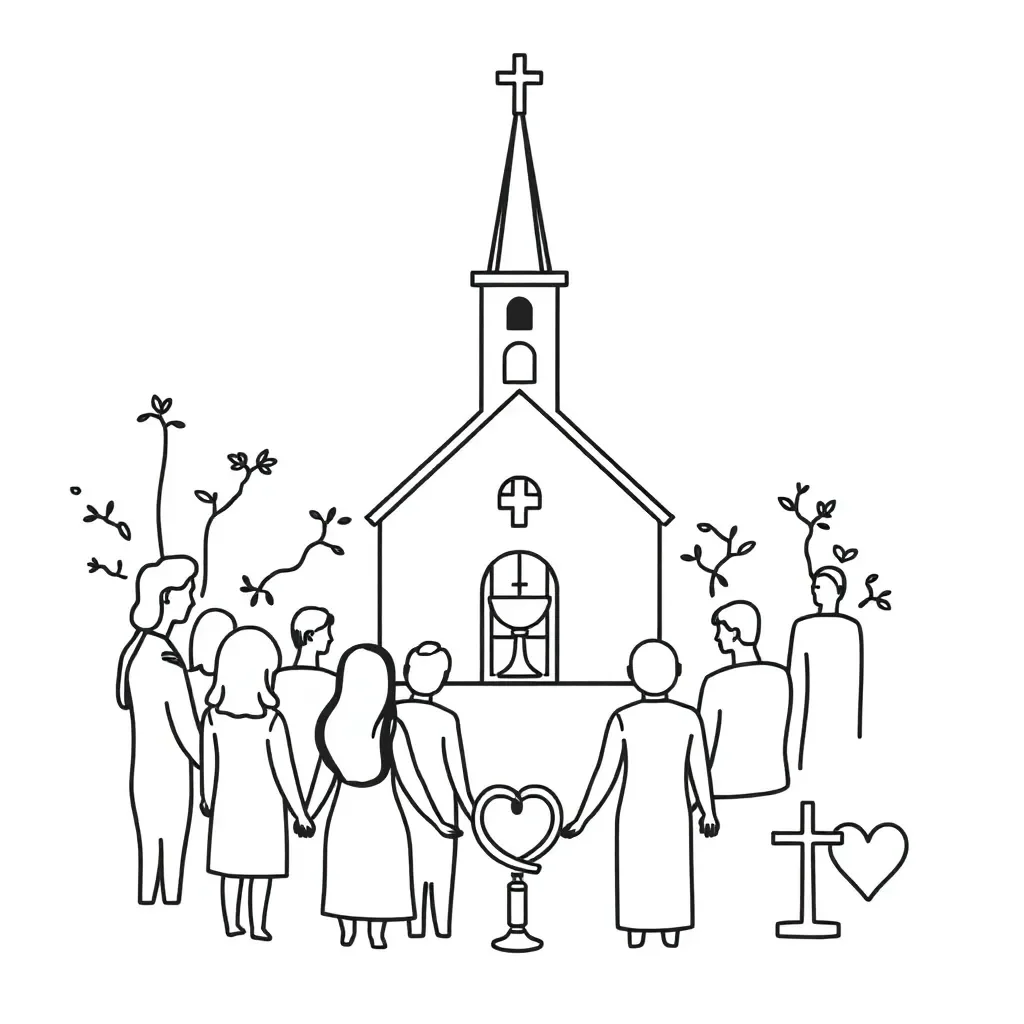 Church and sacraments illustration