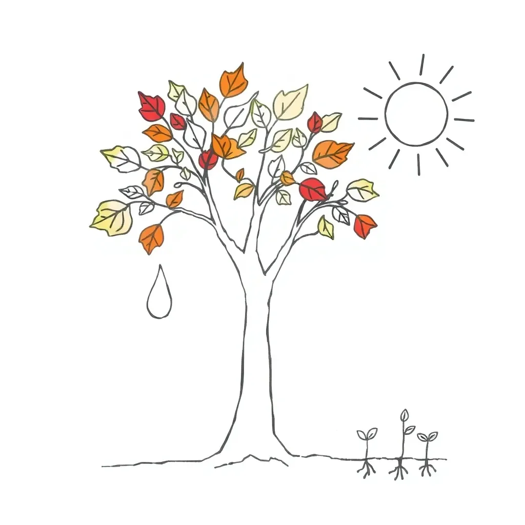 Autumn leaves showing colour changes