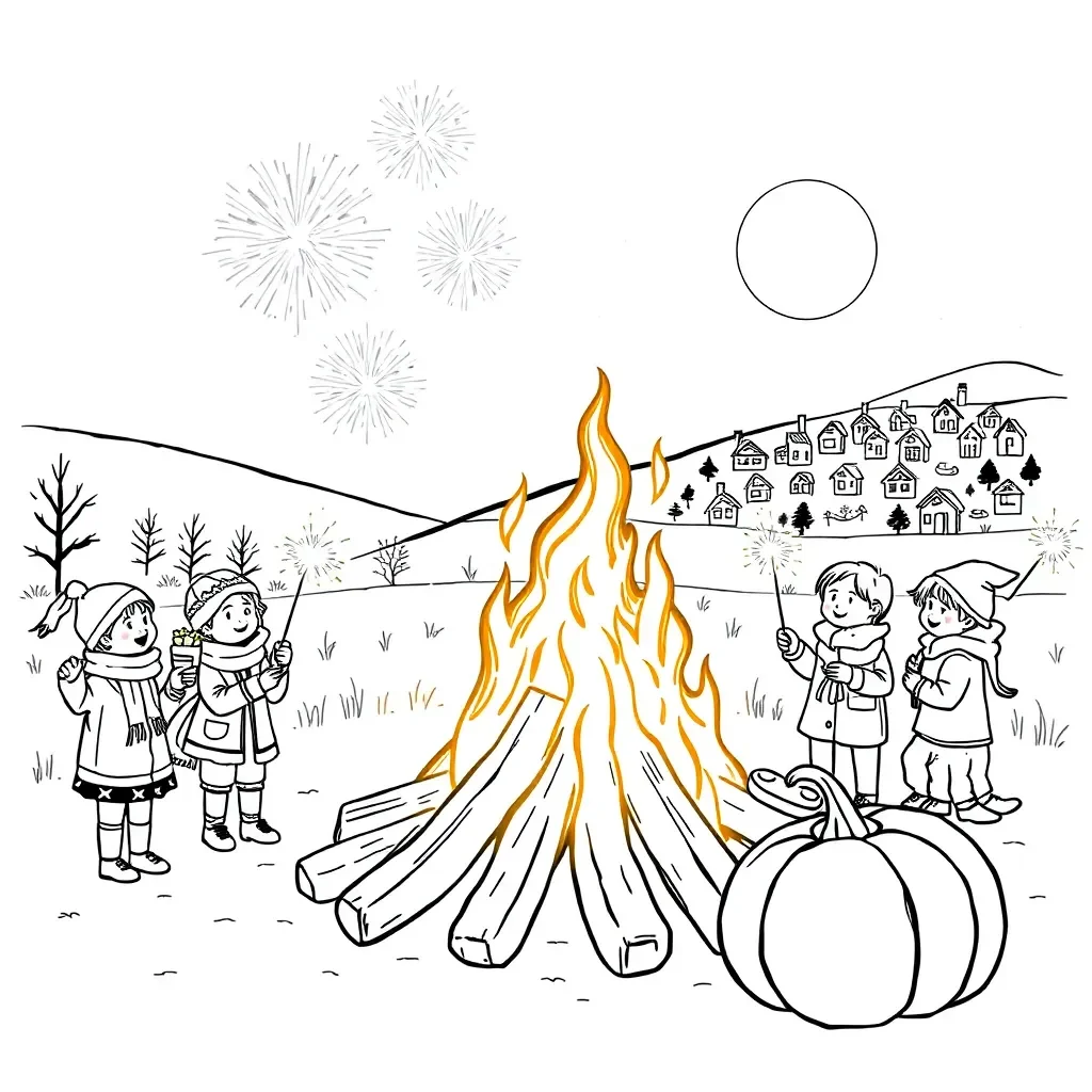 Bonfire Night fireworks illustration
