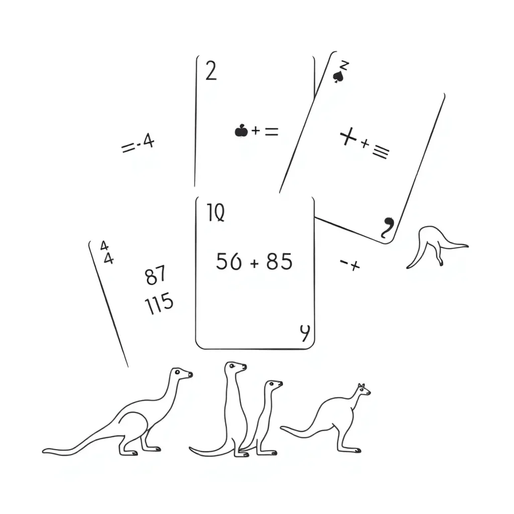 Playing cards with numbers and operation symbols