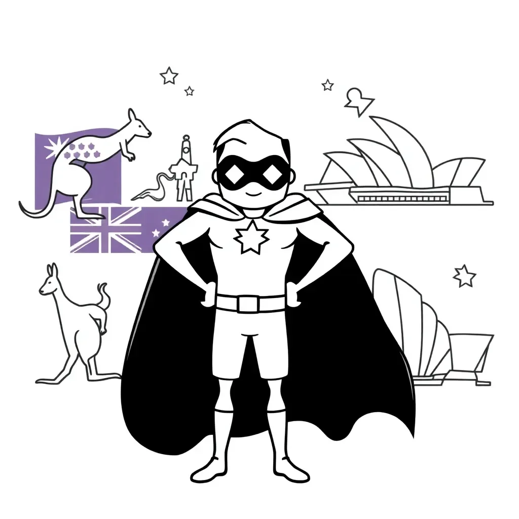 Superhero with symbolic elements