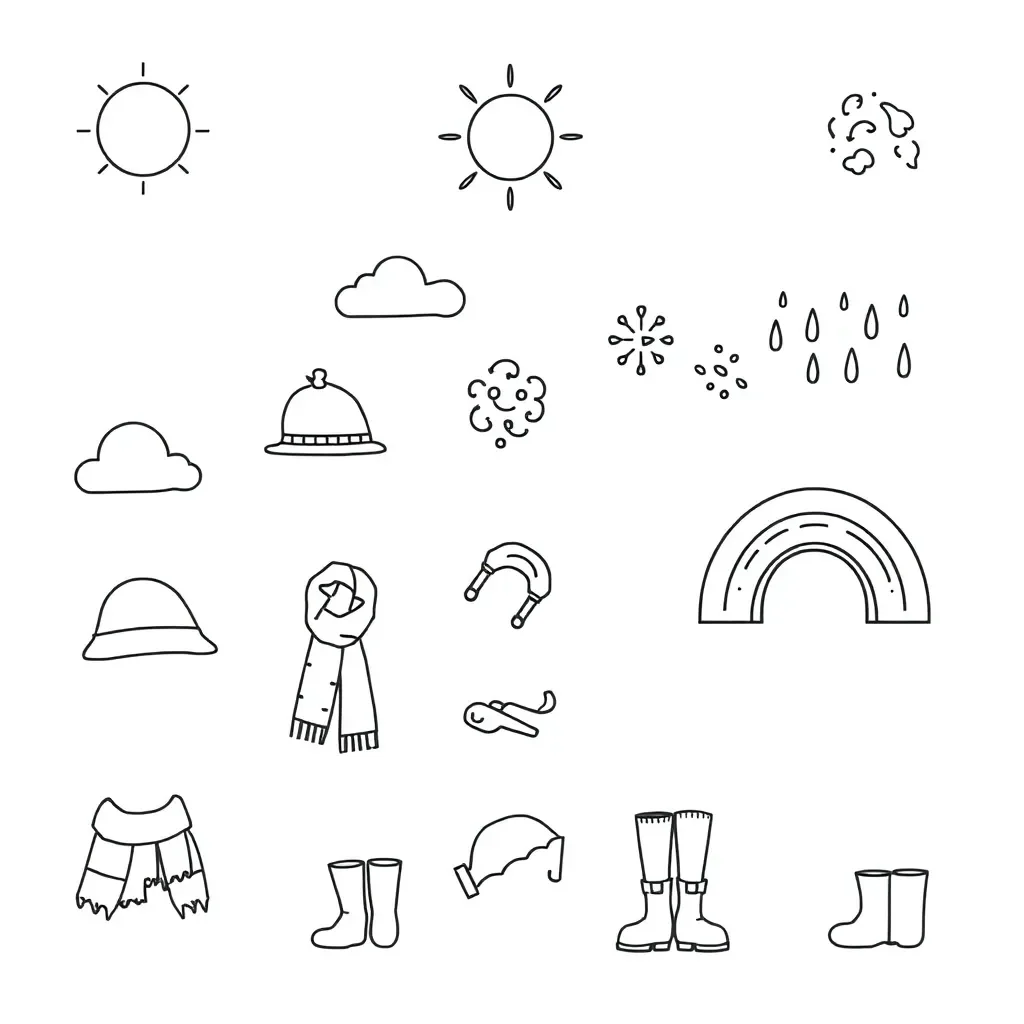 Weather and clothes illustration