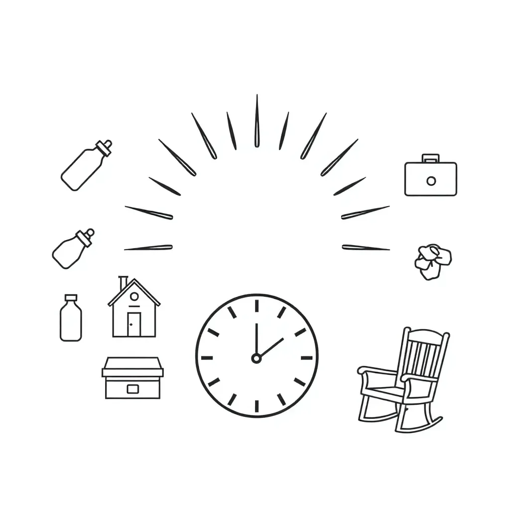 Clock and daily activities illustration
