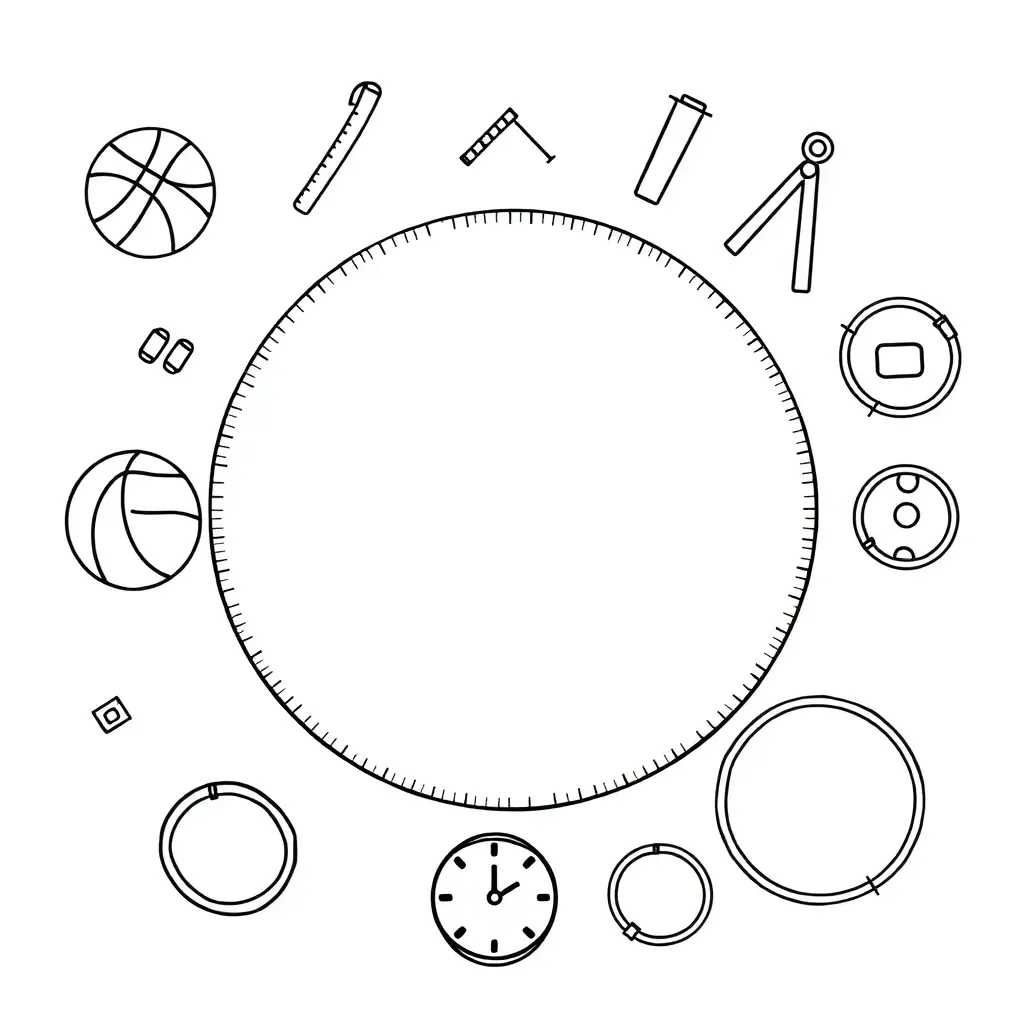 Circle with radius and diameter labeled