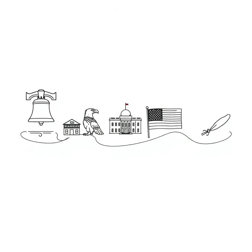 American flag and historical documents