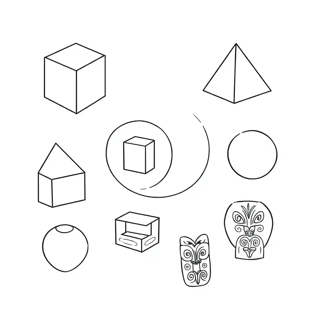 Various 3D shapes including cube, cuboid, pyramid, and sphere