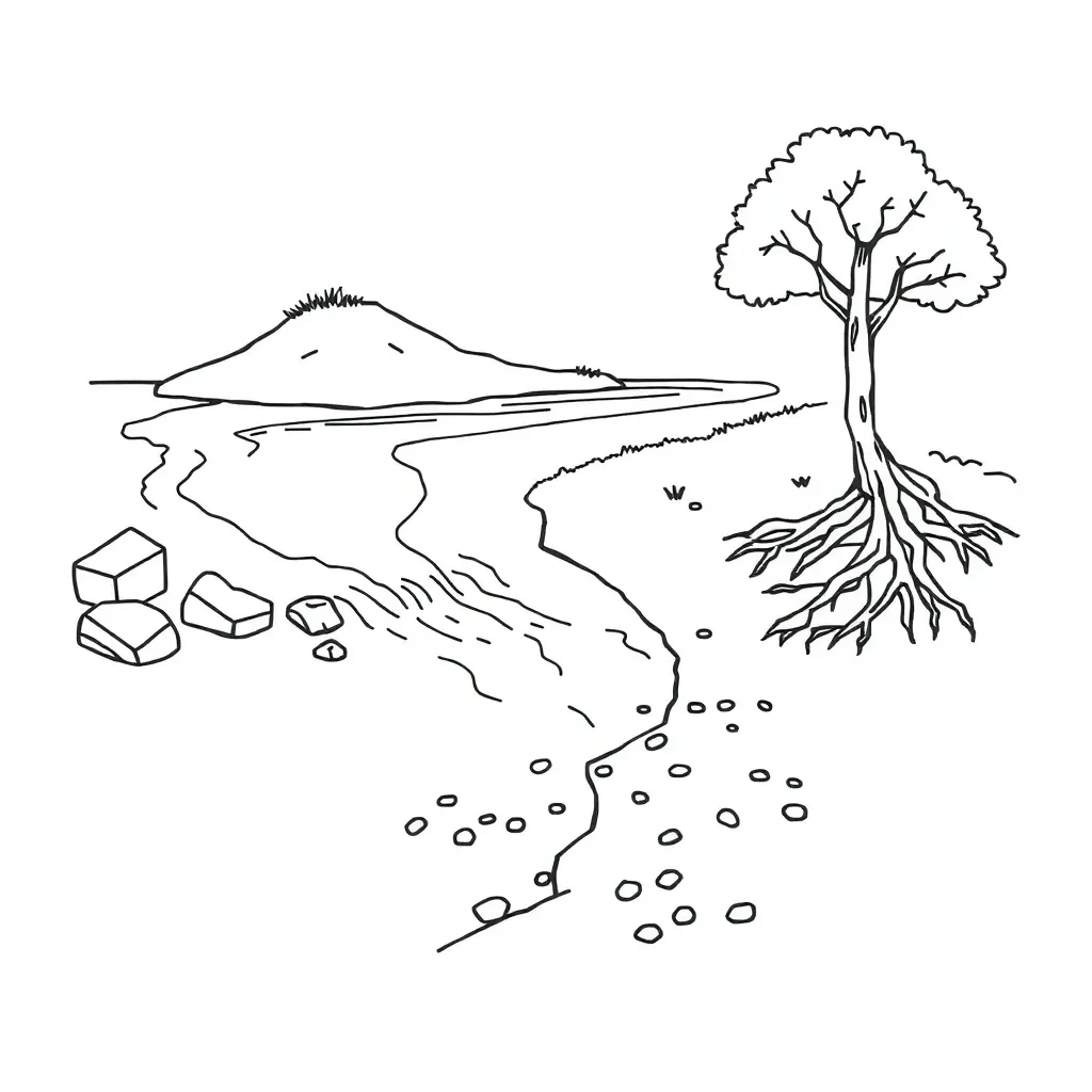 River flowing through rocks showing erosion