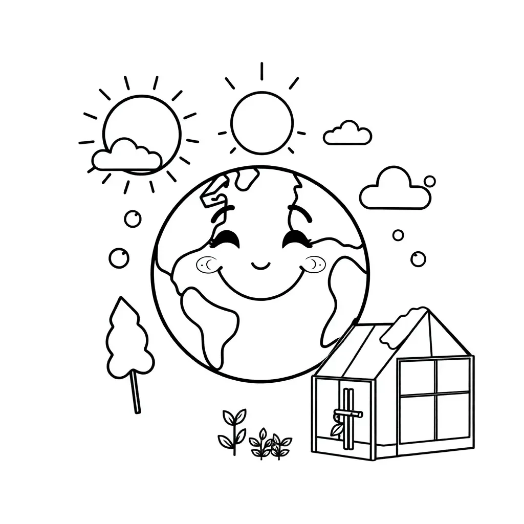 Earth with greenhouse effect illustration