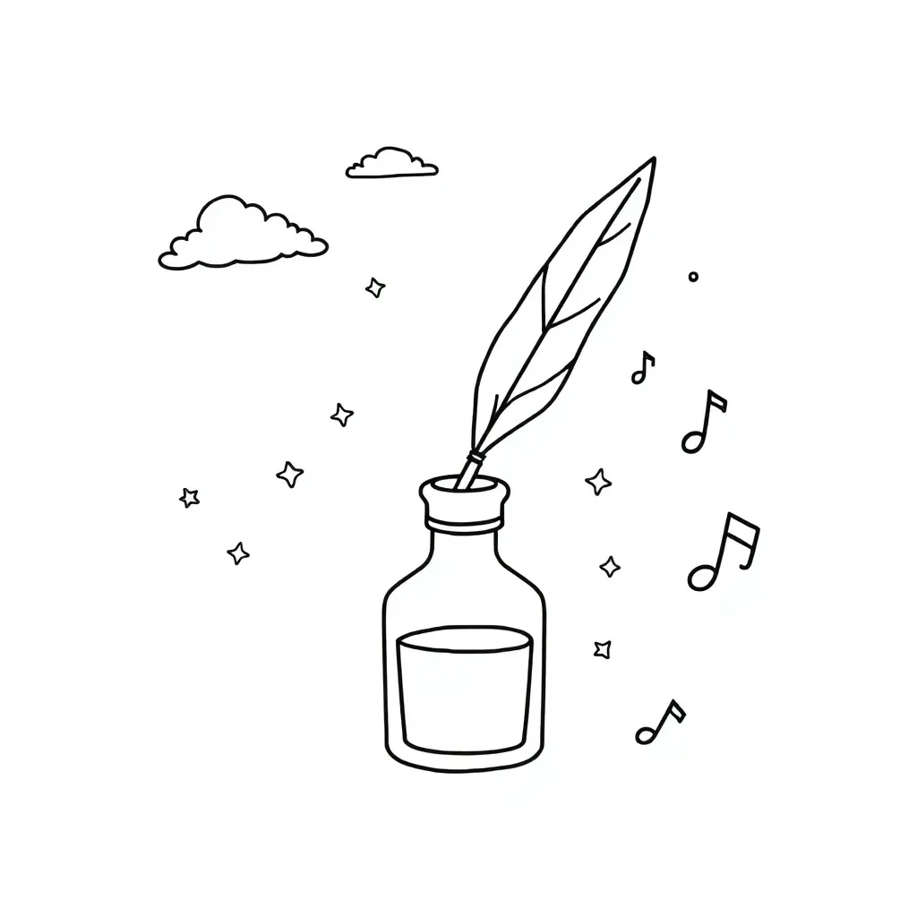 Musical notes and poetry symbols