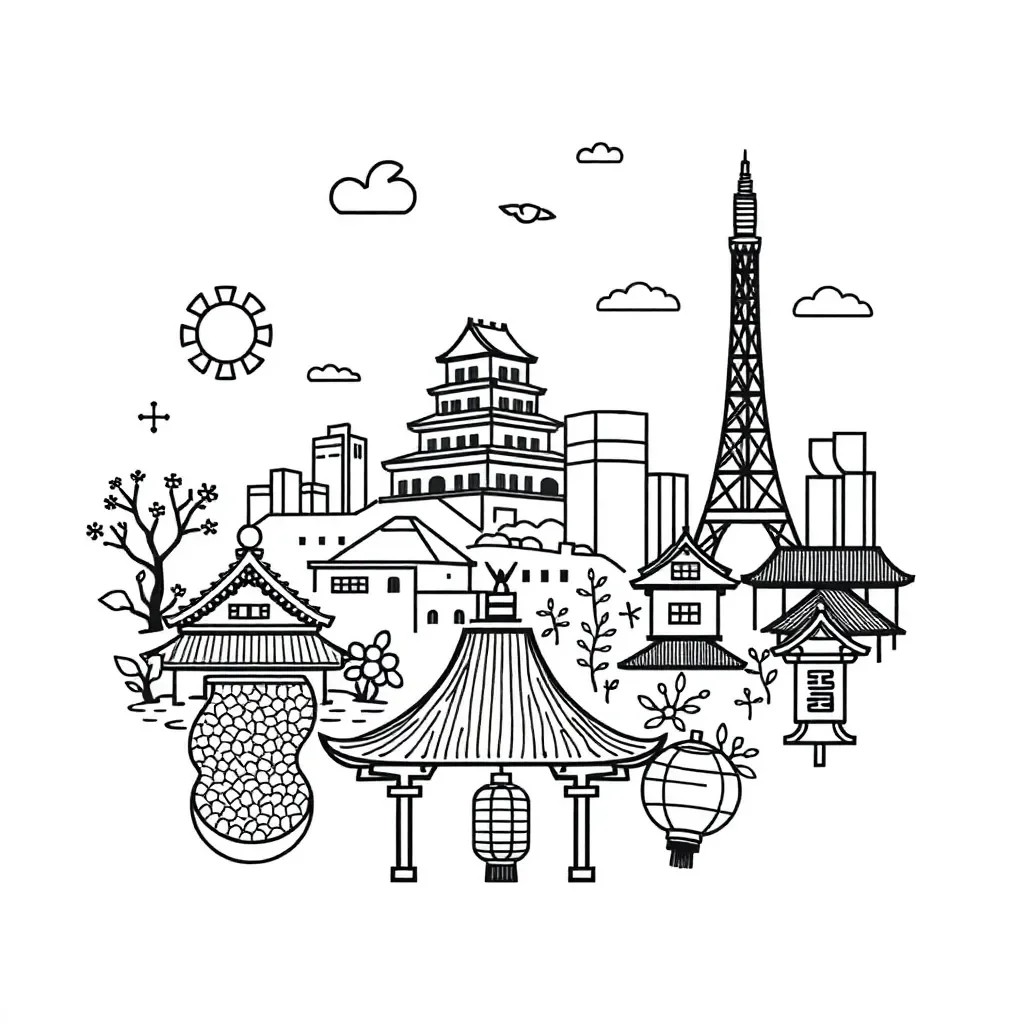 Osaka cityscape with traditional and modern buildings