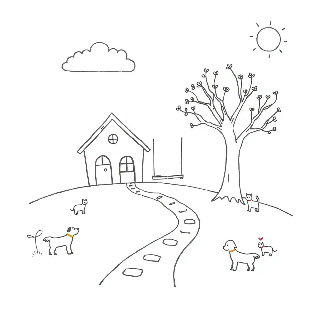 Child writing a story with pictures