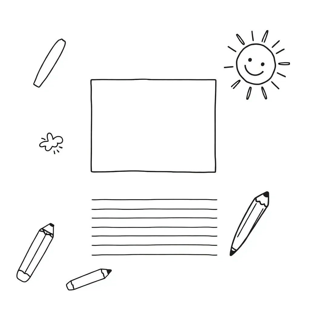 Child drawing and writing