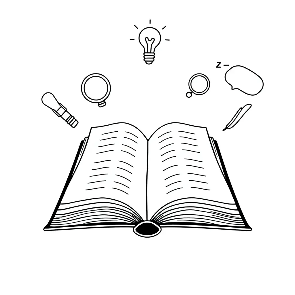 Stack of books and writing materials