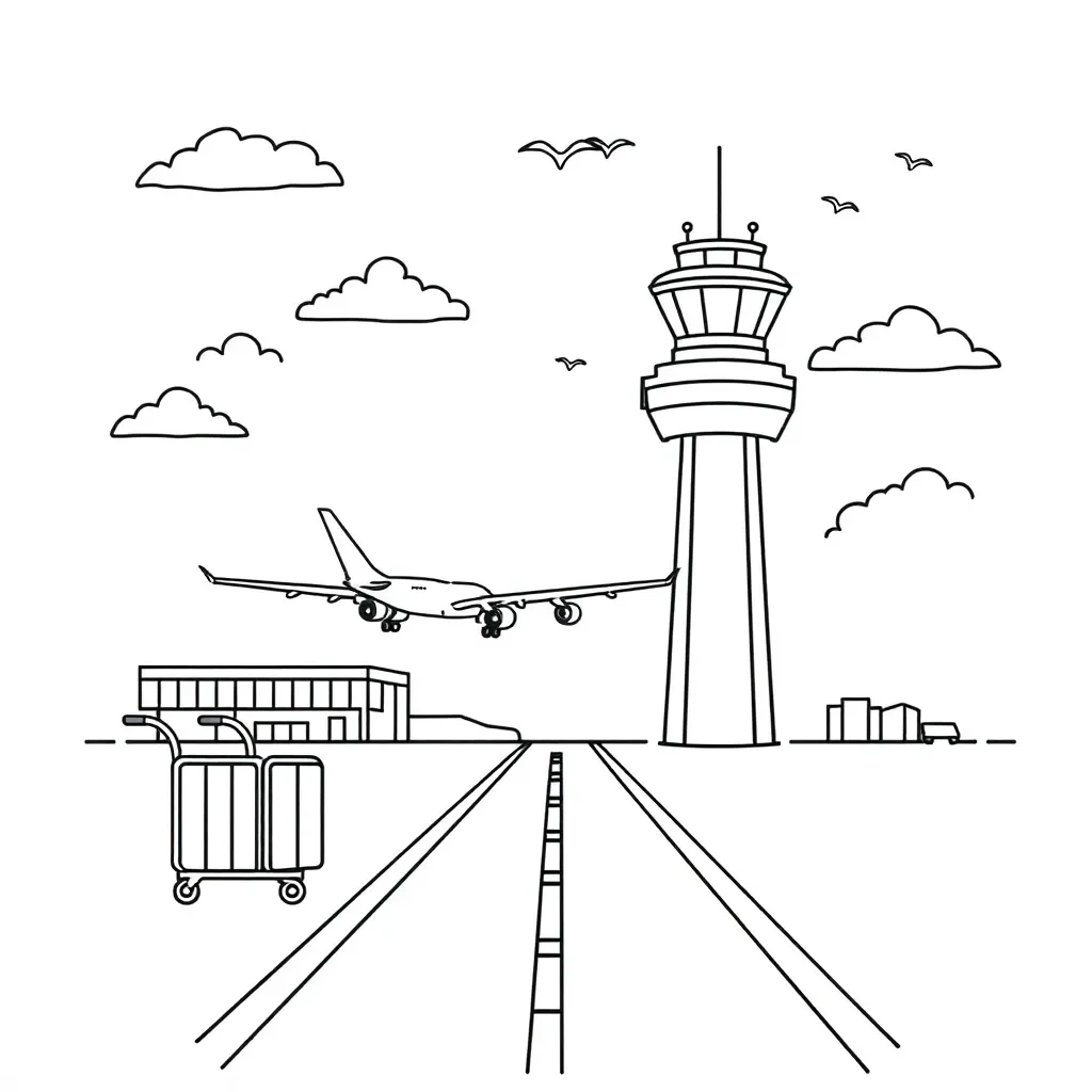 Airport terminal illustration