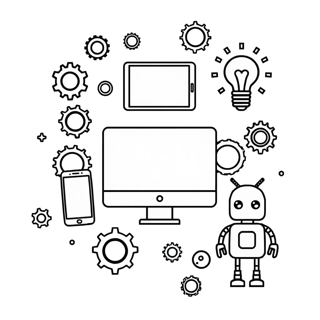 Various technology devices including smartphone, laptop, and medical equipment