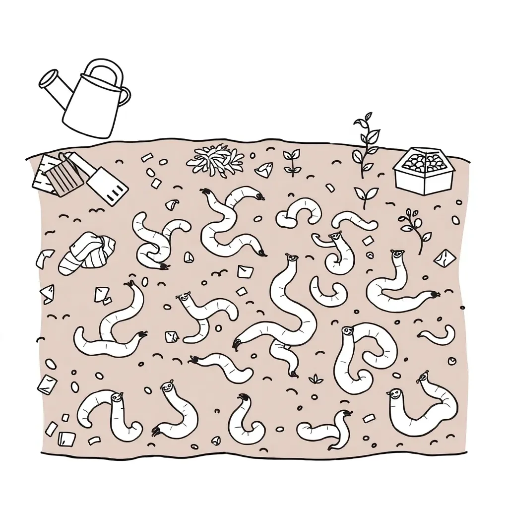 Happy worms in a worm farm