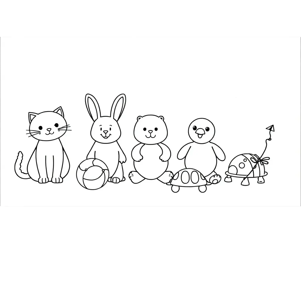 Counting animals and toys illustration