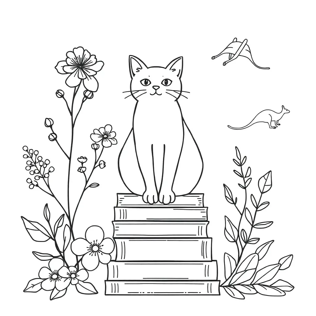 Cat reading poetry illustration