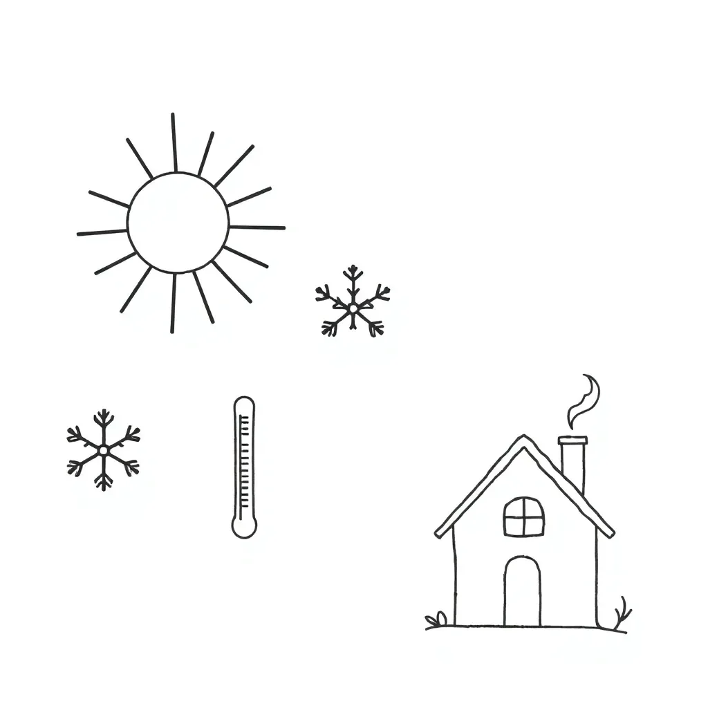 Sun and snowflake illustration