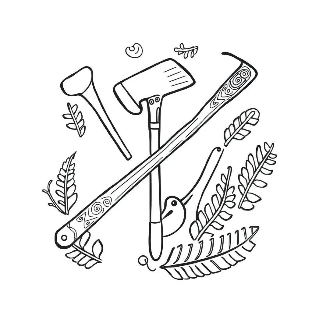 Traditional Māori tools illustration
