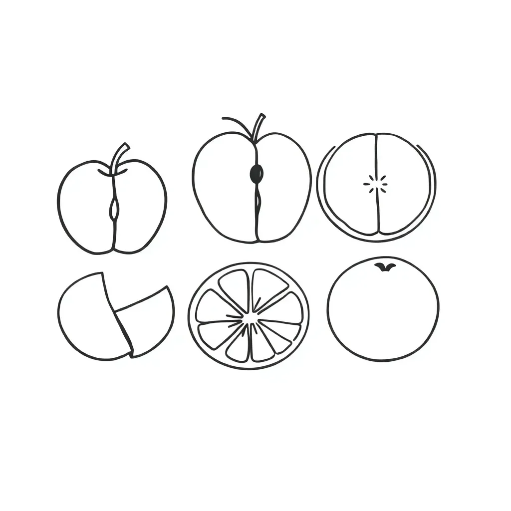 Pizza and fraction circles illustration