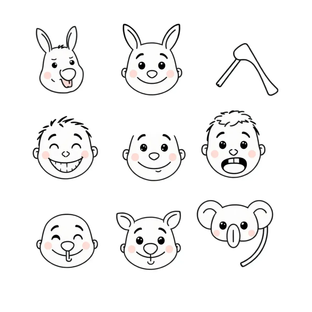 Auslan emotion signs illustration