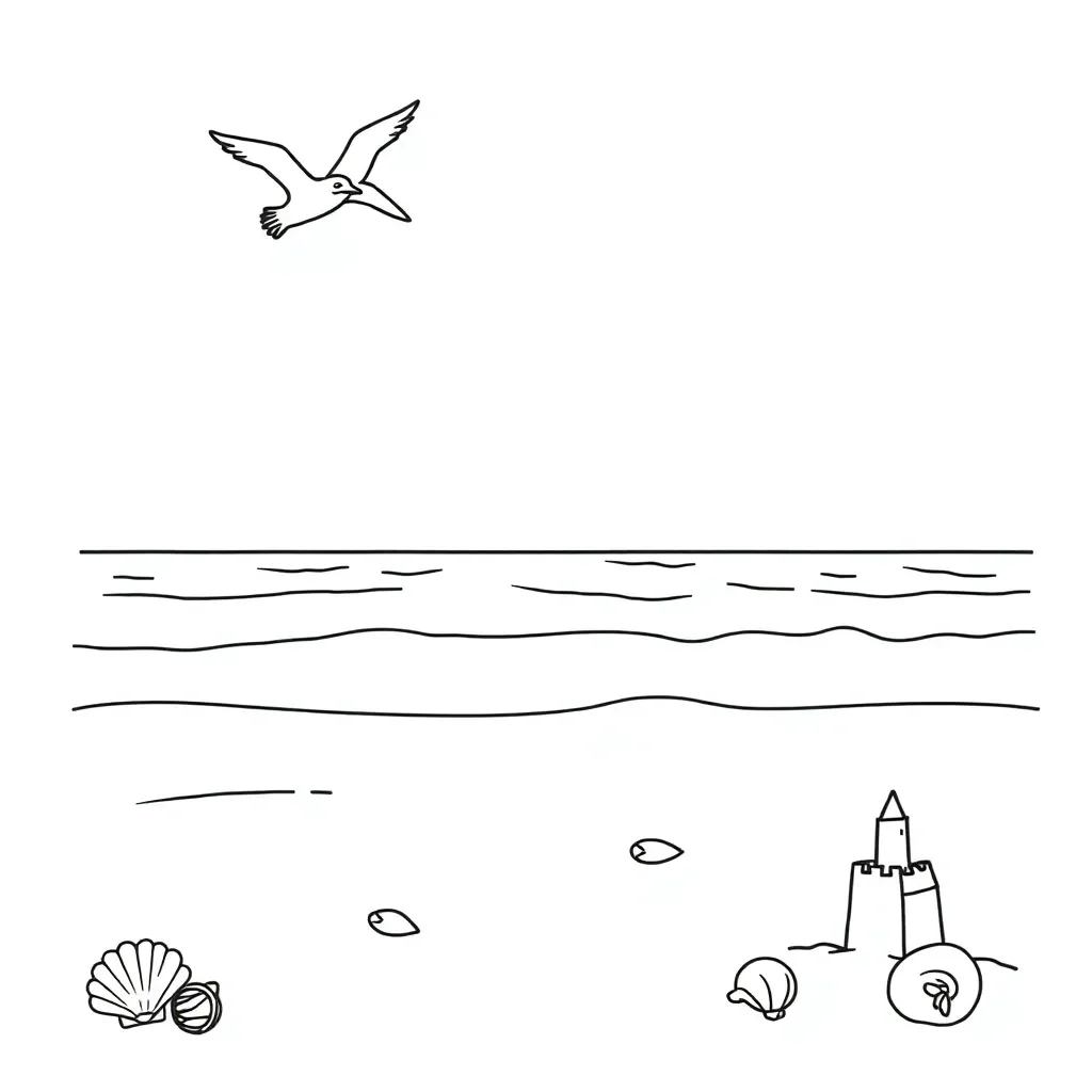 Coastal beach with sand and waves