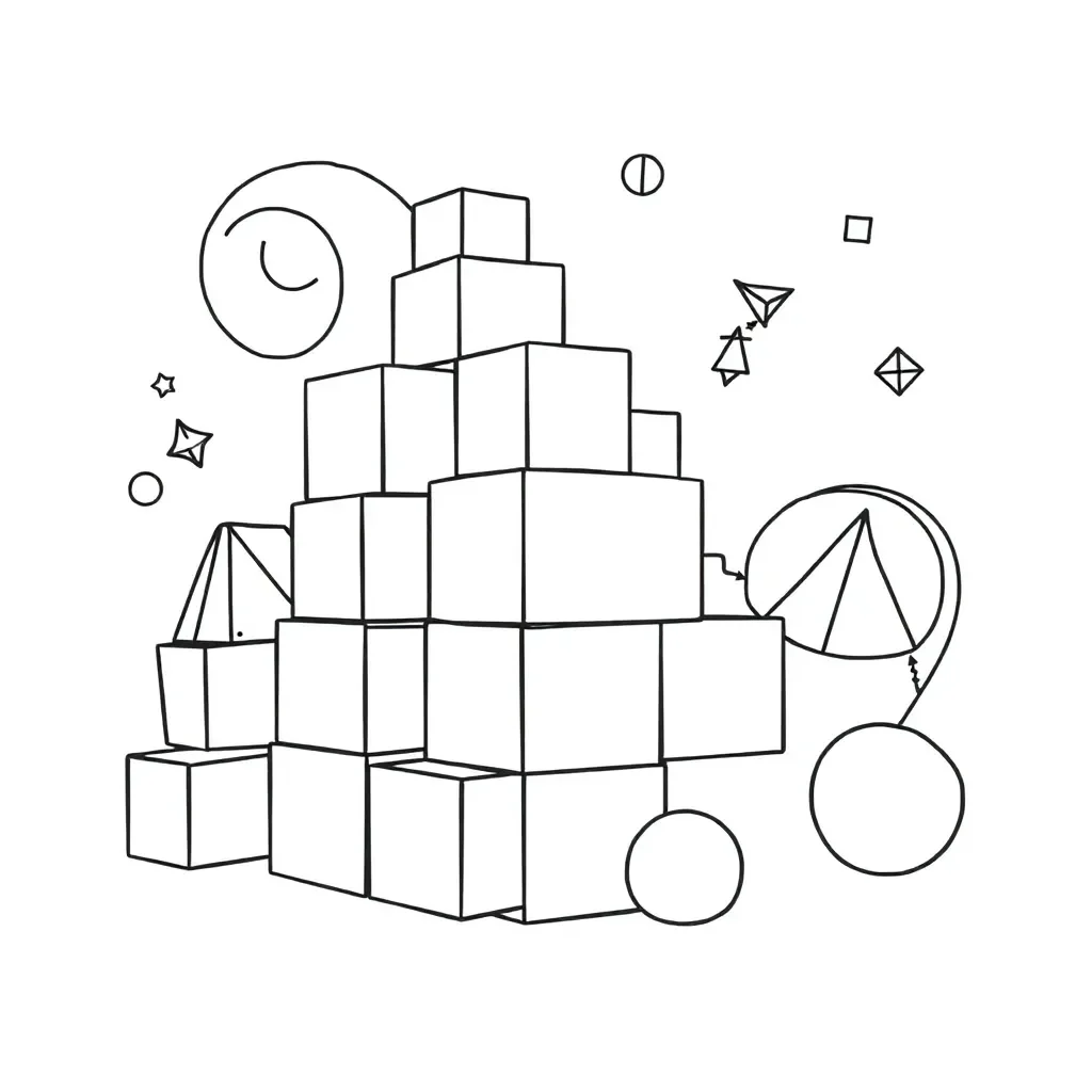 Mathematical powers and cubes illustration