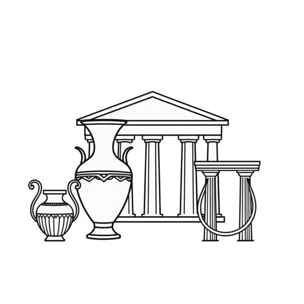 Ancient Greek temple illustration