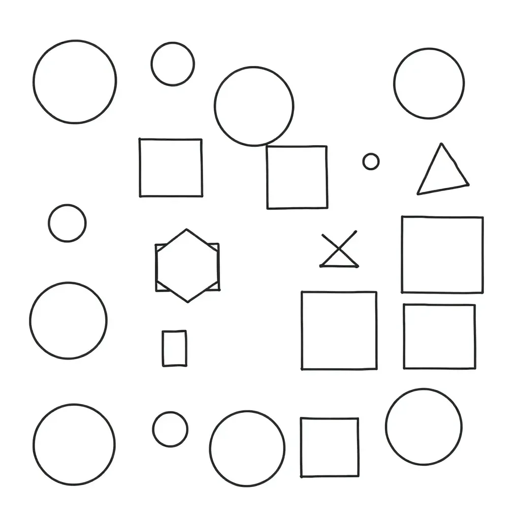 Colourful geometric shapes including pentagon, hexagon, and octagon