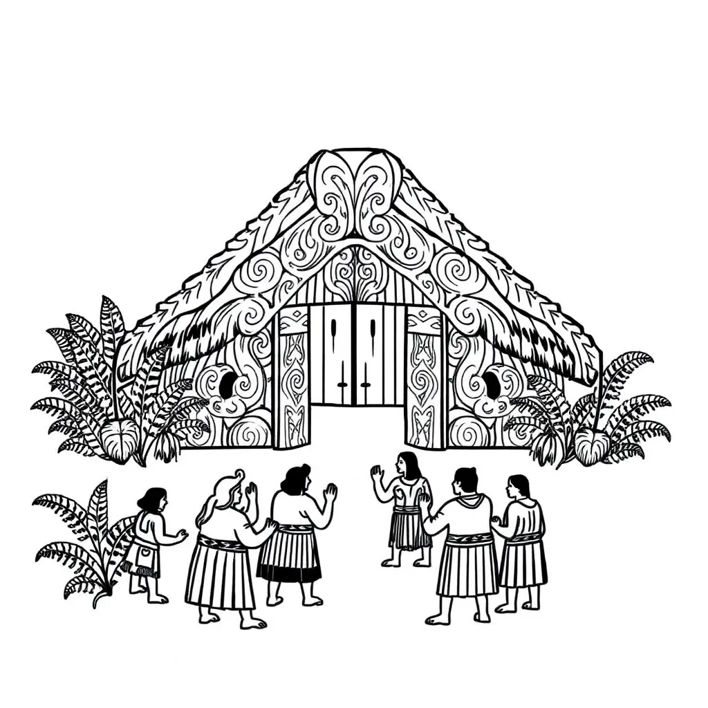 Marae buildings illustration