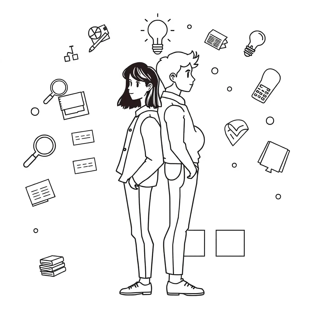 Anime characters worksheet illustration