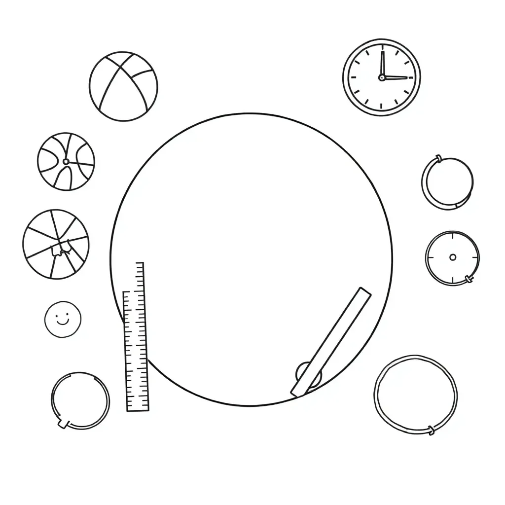 Circle with radius and diameter labeled