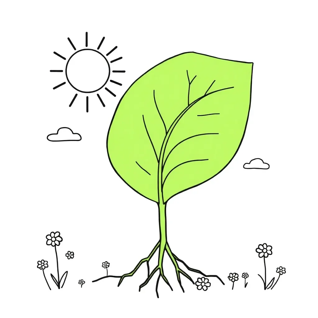 Photosynthesis diagram with plant and sunlight