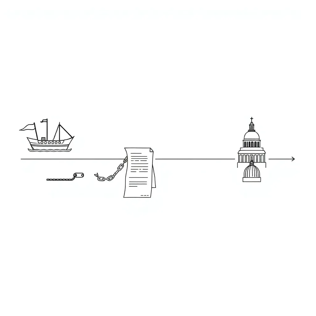 Timeline showing key events from slavery to reconstruction