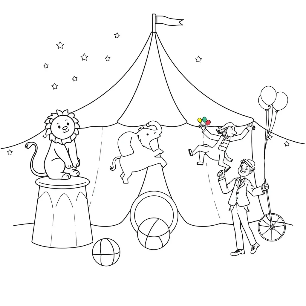 Circus animals performing