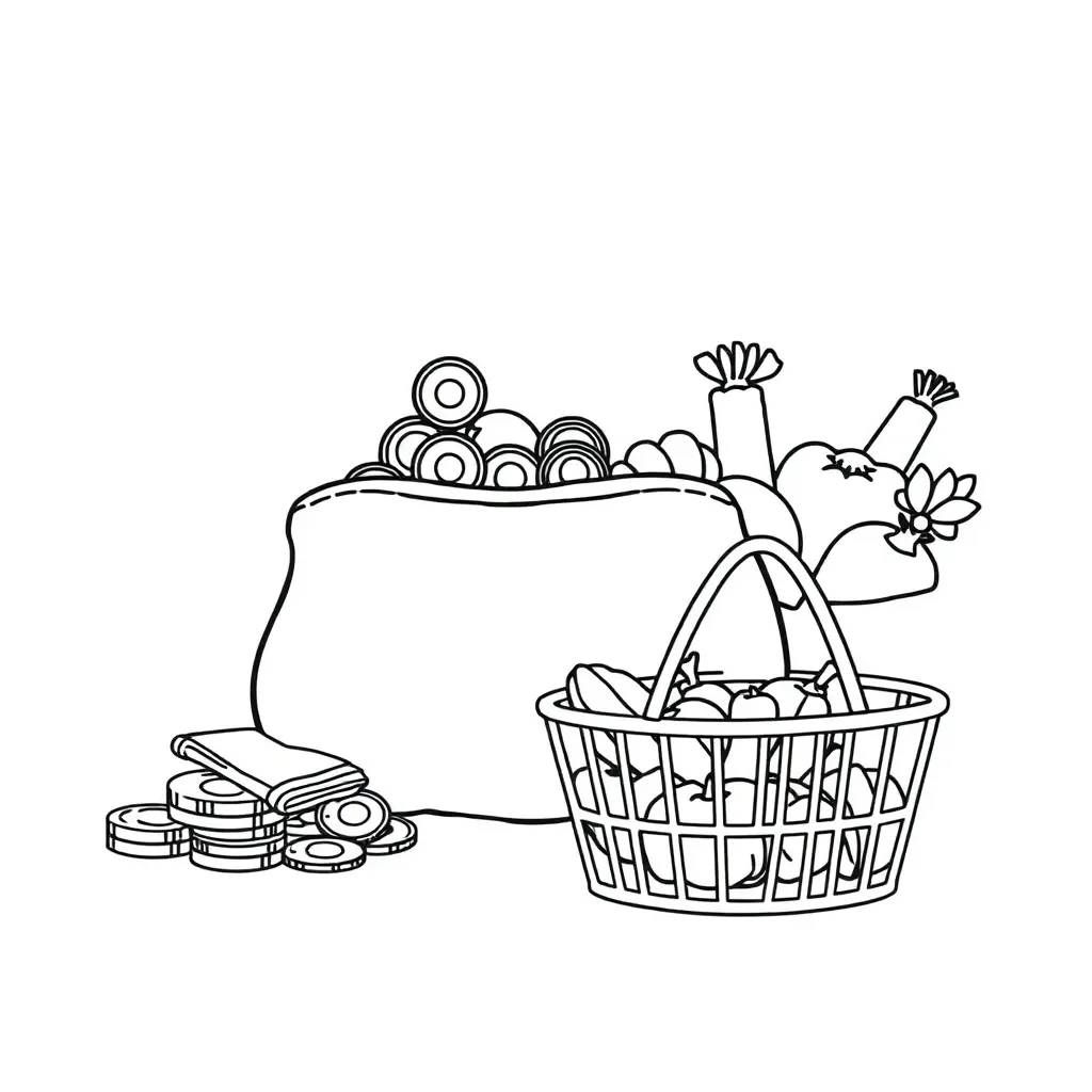 Number line and money illustration