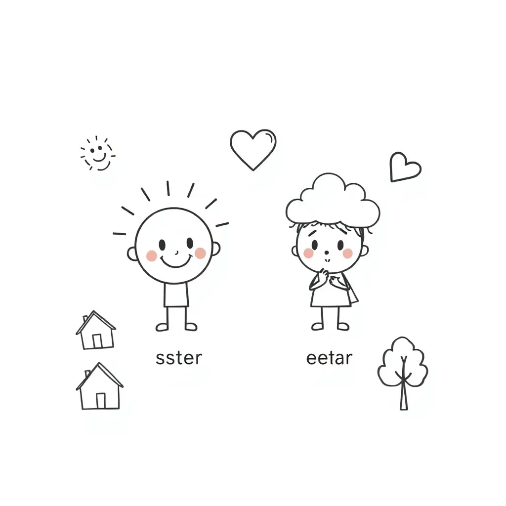 Spanish verbs ser and estar illustration