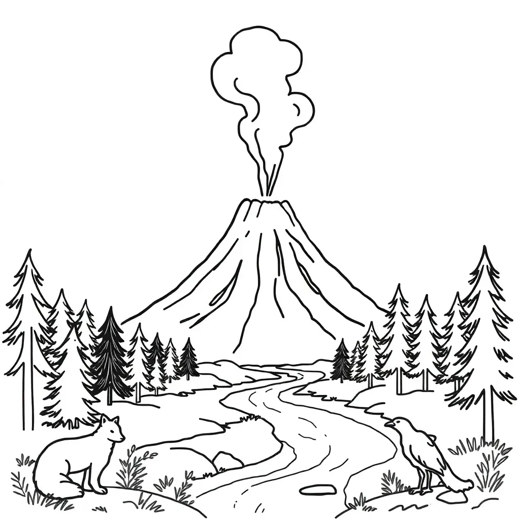 Volcano eruption illustration
