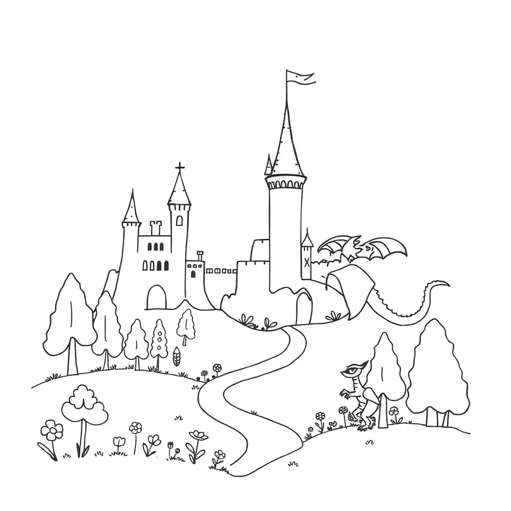 Fantasy adventure scene with children exploring a magical land