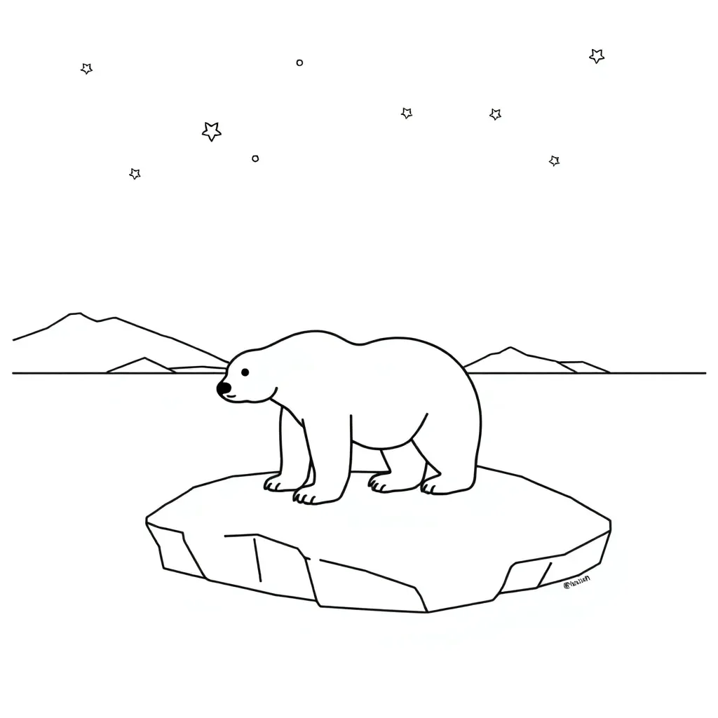 A polar bear on an icy landscape