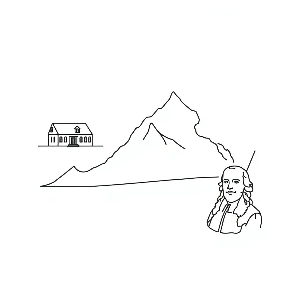 Virginia state outline with historical symbols